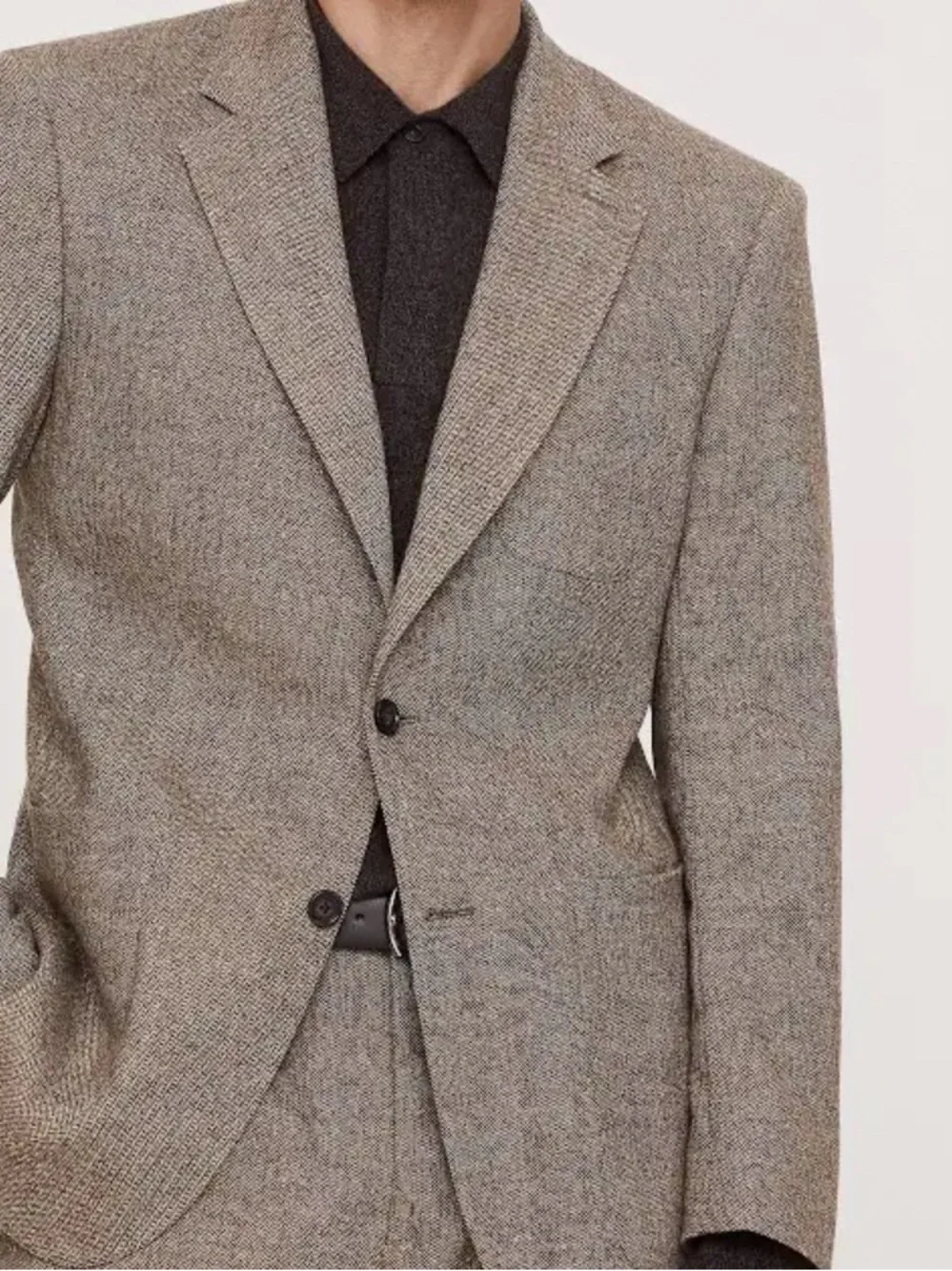 Banana Republic Herringbone tailored Light Brown Two-Button Blazer 42R Cotton